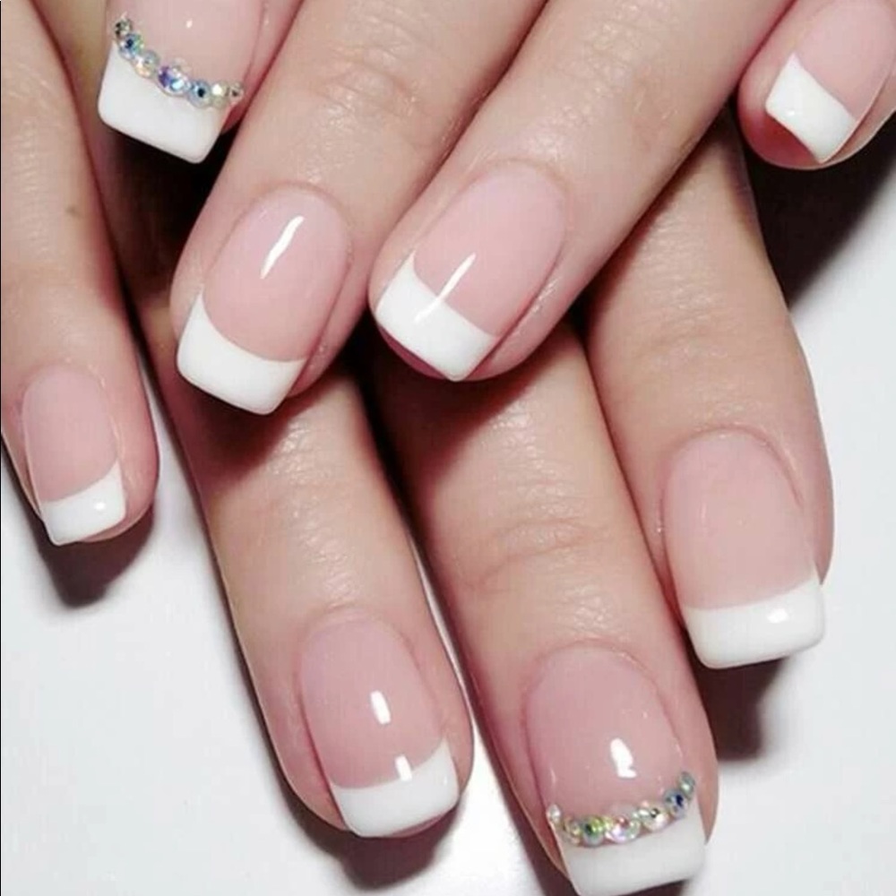 NIB 2-rhinestone French tip tape on nail set & 1-24 piece minimalist toenails